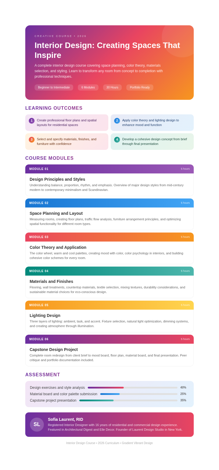 Gradient vibrant course creator